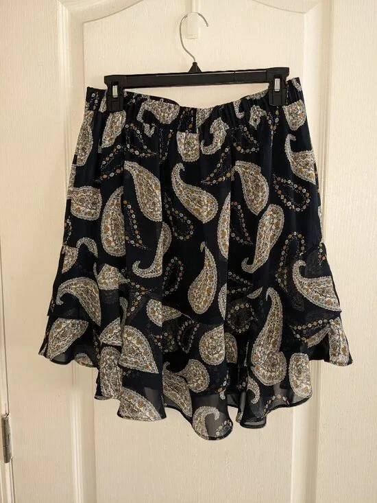 Loft Layered Paisley A-Line Skirt Sz M - Picture 6 of 6